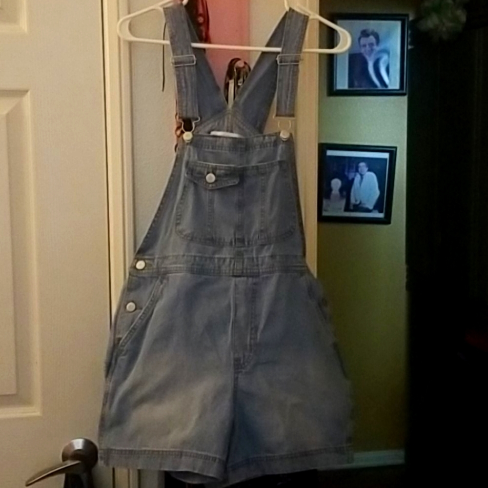 Girl light blue jean overalls